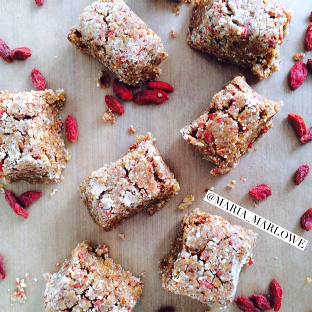 Almond goji berry protein bites Maria Marlowe FI